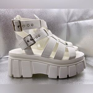 Ready Salted white chunky combat sandals